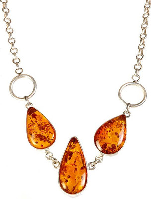 Exotic India Stylish Amber Sterling Silver Necklace