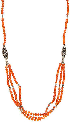 Exotic India Israel Cut Beaded Bunch Carnelian Sterling Silver Necklace