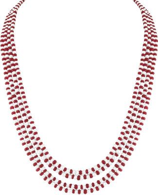 Jpearls Simple Ruby And Pearl Ruby, Pearl Alloy Necklace Jpearls Simple Ruby And Pearl Ruby, Pearl Alloy Necklace