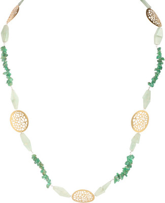 51% OFF on Sparkling Drop Emerald Brass Necklace