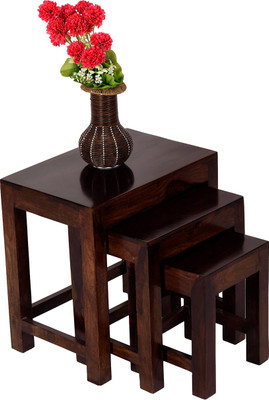 Wood Dekor Solid Wood Nesting Table (Finish Color - Brown, Set Of - 3)