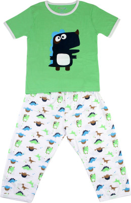 Peaches And Munchkins Boy's Printed Top & Pyjama Set