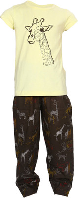 50% OFF on Bio Kid Designer Holiday Girl's Printed Top & Pyjama Set
