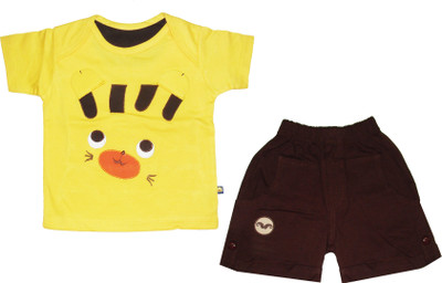 MINI TAURUS Baby Boy's Animal Print Yellow Top & Shorts Set