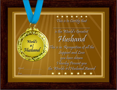 everyday gifts frame with medal certificate for husband husband of the year award certificate