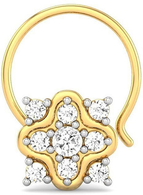 19% OFF on Candere Suhavi Diamond Nose Pin Rhodium Plated Yellow Gold Nose Stud