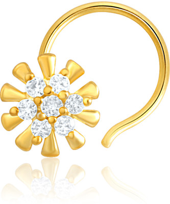 Mahi Diva Cubic Zirconia 24K Yellow Gold Plated Brass, Alloy Nose Stud