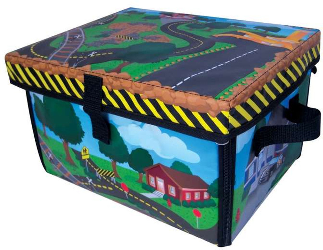 NeatOh Zip Bin Full Throttle Small Town Toy Box and Playset Zip Bin