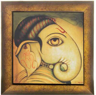 59% OFF on Om Arts Art Paintings Ganesha Reprint Oil Painting 12 inch x 12 inch