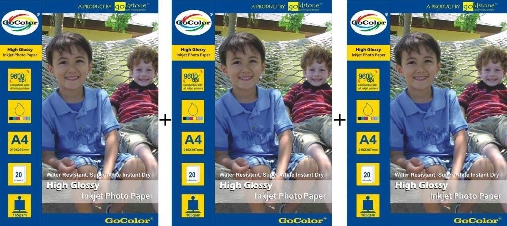 29% OFF on GoColor 165 gsm Unruled A4 High Glossy Inkjet Paper (Combo)