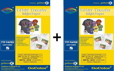 32% OFF on GoColor 120gsm Unruled A4 Tshirt Transfer Inkjet Paper Light Fabrics