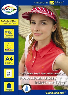 31% OFF on GoColor Professional Glossy RC 270 GSM - 20 Sheets Inkjet Photo Paper Waterproof Unruled A4 Photo Printing Paper 31% OFF on GoColor Professional Glossy RC 270 GSM - 20 Sheets Inkjet Photo Paper Waterproof Unruled A4 Photo Printing Paper