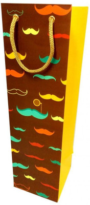 PrintSpeaks Mustachio Design Bottle Shape Contemporary Printed Party Bag PrintSpeaks Mustachio Design Bottle Shape Contemporary Printed Party Bag