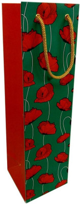 PrintSpeaks Red Flowers Design Bottle Shape Contemporary Printed Party Bag