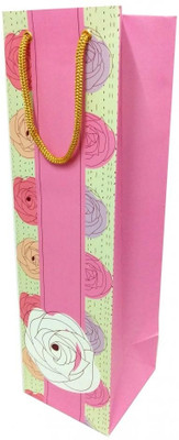 PrintSpeaks Pastel Roses Design Bottle Shape Contemporary Printed Party Bag