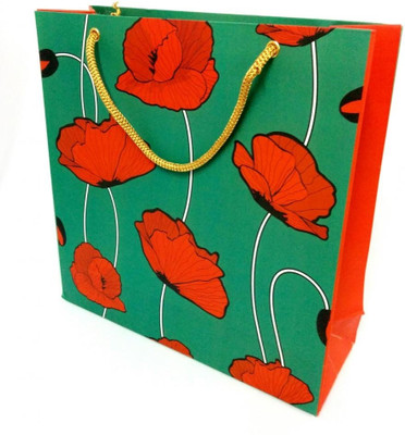 PrintSpeaks Red Flowers Design Medium Contemporary Printed Party Bag