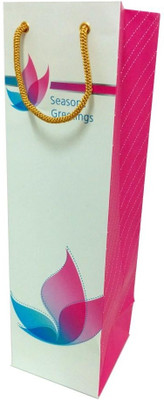 PrintSpeaks Pink Lotus Design Bottle Shape Contemporary Printed Party Bag