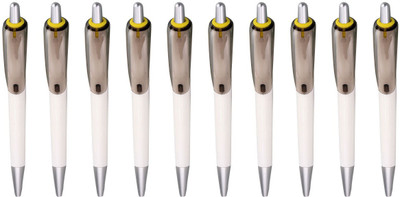 PeepalComm Classic Yellow Roller Ball Pen (Pack Of 10, Blue)