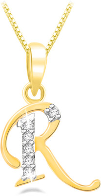 20% OFF on Sparkles Beautiful R Shape Diamond Gold Pendant