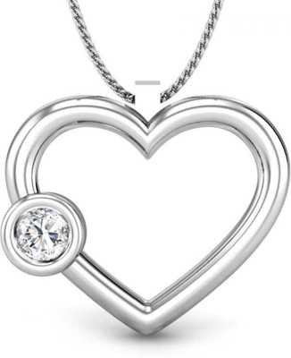 Candere Love Heart Rhodium Plated 18K Diamond White Gold Pendant