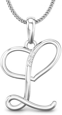 19% OFF on Candere L Love Rhodium Plated 18K Diamond White Gold Pendant
