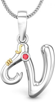 19% OFF on Candere Initial V Vakratunda 18K Ruby White Gold Pendant