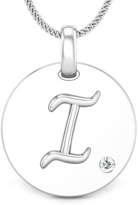 Candere Initials I Aesthetic Embossed 18K Diamond White Gold Pendant
