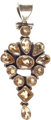 Exotic India Faceted Citrine Sterling Silver Pendant