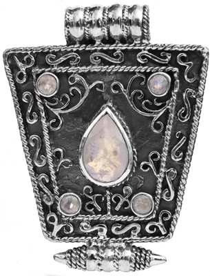 Exotic India Faceted Moonstone Sterling Silver Pendant