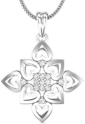 Candere Little Hearts Rhodium Plated 18K Diamond White Gold Pendant
