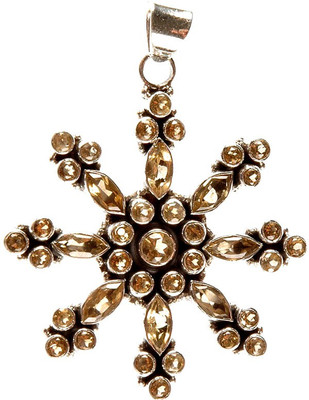 Exotic India Faceted Chakra Citrine Sterling Silver Pendant