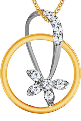 40% OFF on Jacknjewel Floral Blush 14K Yellow Gold Plated 14K Diamond Gold Pendant