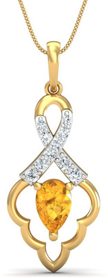 KuberBox Mediaeval 14K Diamond, Citrine Gold Pendant
