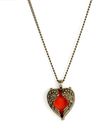 69% OFF on The Pari Blood Red Heart 8K Yellow Gold Plated Alloy Pendant