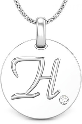 Candere Initials H Aesthetic Embossed 18K Diamond White Gold Pendant