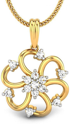 Candere Akriti Rhodium Plated Diamond Yellow Gold Pendant