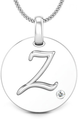 Candere Initials Z Aesthetic Embossed 18K Diamond White Gold Pendant