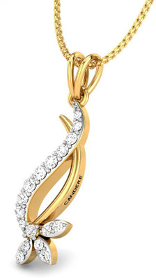 Candere Manjika Diamond Rhodium Plated 14K Yellow Gold Pendant