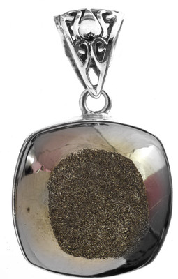 Exotic India Druzy Quartz Sterling Silver Pendant