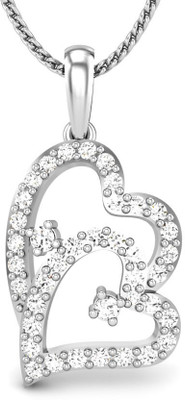 Candere Lucy Love Diamond Rhodium Plated 18K White Gold Pendant