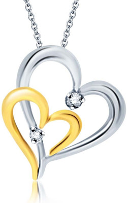 18% OFF on Aamanat Twin Heart 18K Yellow Gold Plated Swarovski Crystal Sterling Silver Pendant