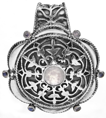 Exotic India Faceted Moonstone Sterling Silver Pendant