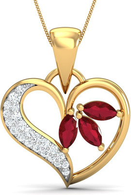KuberBox New Love 14K Diamond, Ruby Gold Pendant