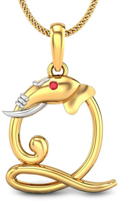 20% OFF on Candere Initial Q Vakratunda 14K Ruby Yellow Gold Pendant