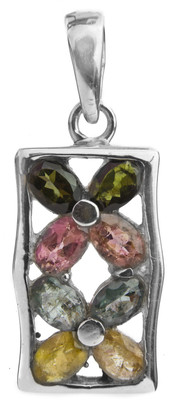 Exotic India Faceted Tourmaline Sterling Silver Pendant Exotic India Faceted Tourmaline Sterling Silver Pendant