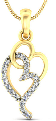 KuberBox Interlooping Hearts Gold 14K Diamond Gold Pendant