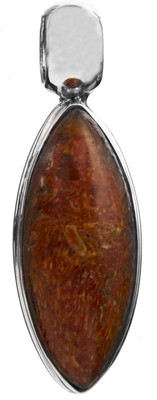 Exotic India Rhodochrosite Marquis Sterling Silver Pendant