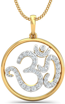 25% OFF on KuberBox Divine Om 18K Yellow Gold Plated Diamond Gold Pendant