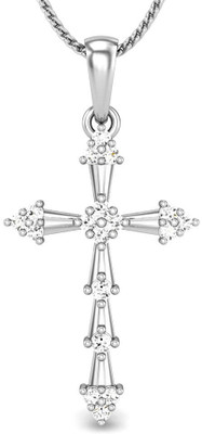 Candere Holy Cross Diamond Rhodium Plated 18K White Gold Pendant