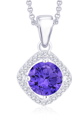 1% OFF on Peora Square Purple Rhodium Plated Sterling Silver Pendant